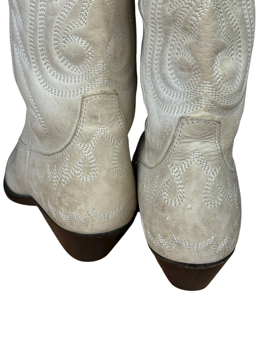 Isabel Marant White Distress Leather Western Boots