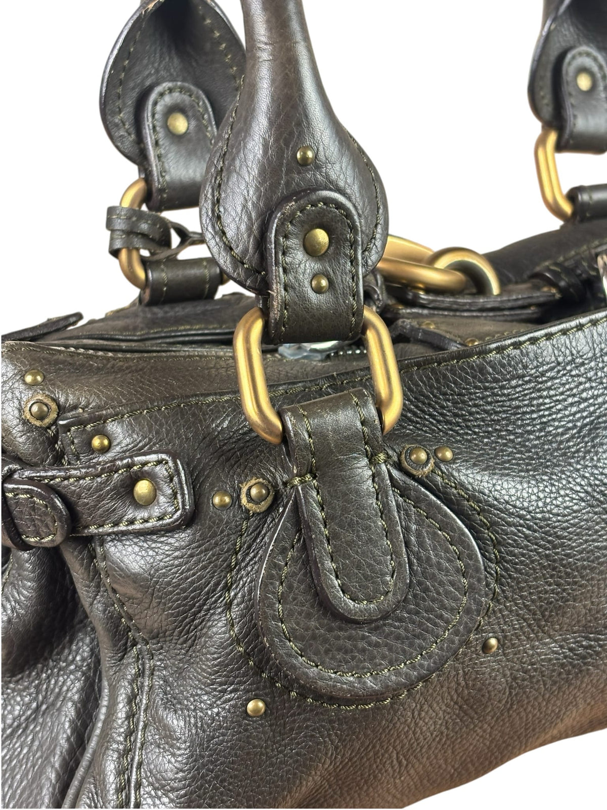 Chloe Greyish-Green Leather Paddington Handbag