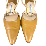 Manolo Blahnik Nude Leather Slingback Kitten Heels