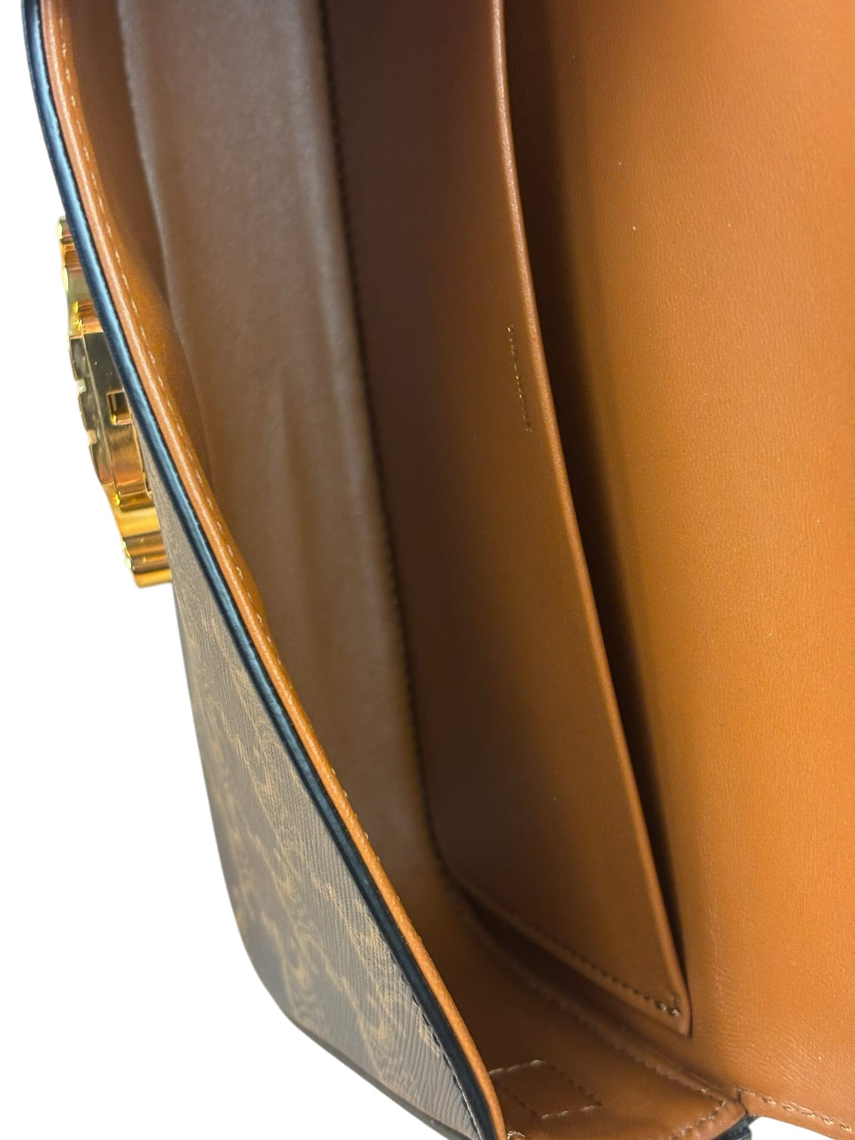 Celine Black/Brown Leather Triomphe Claude Flap Bag