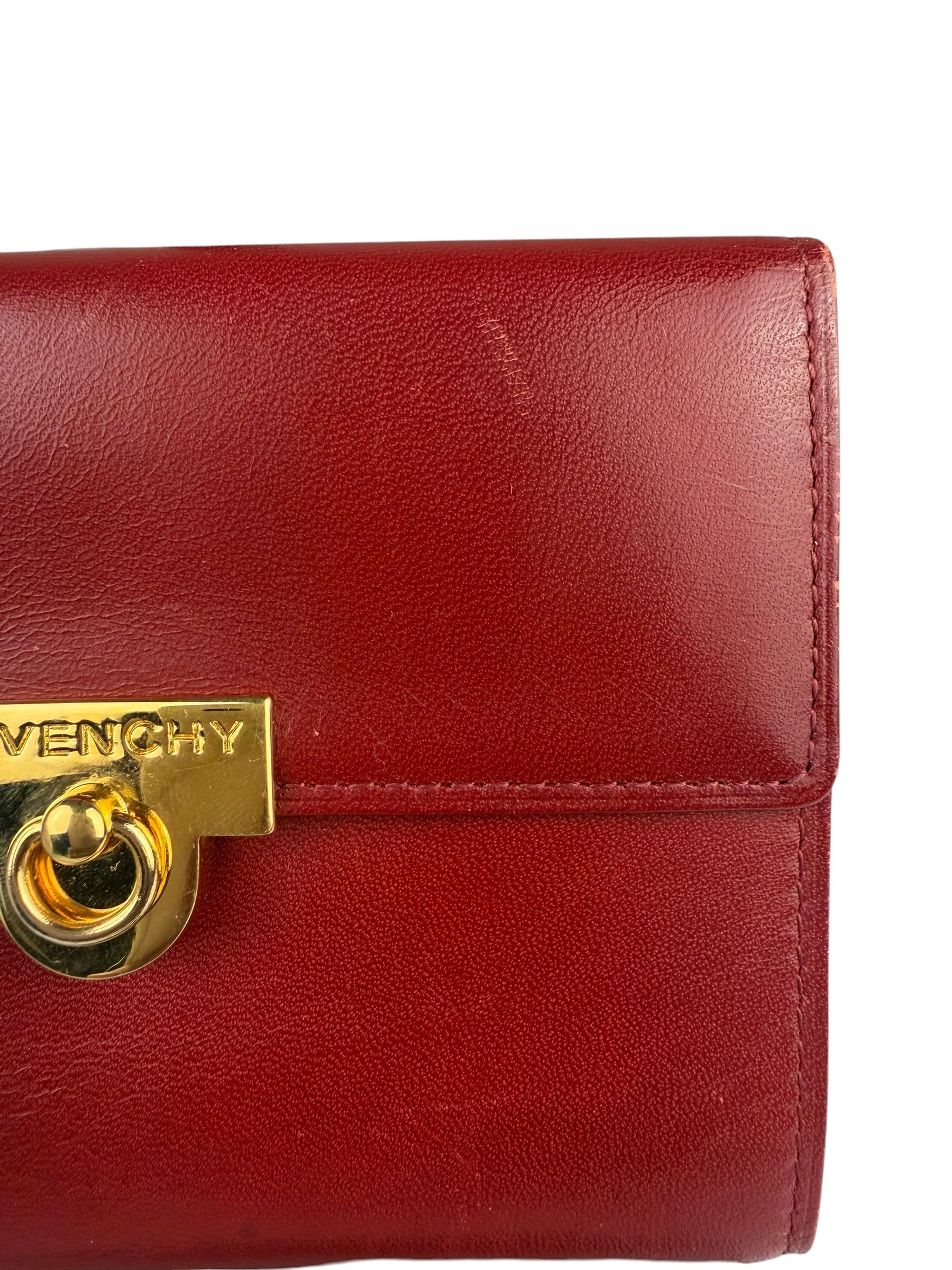 Givenchy Vintage Red Leather Trifold Wallet