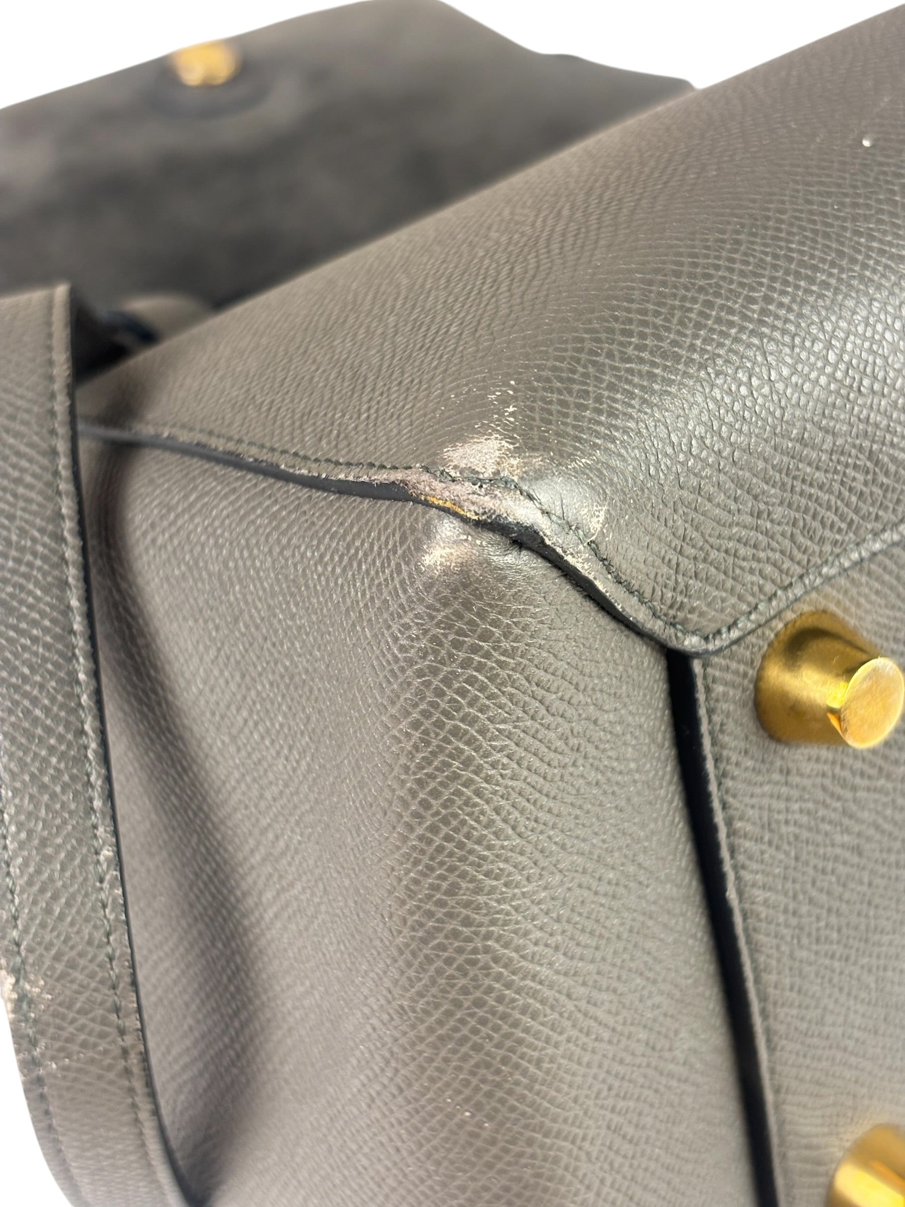 Celine Grey Grained Calfskin Belt Shoulder Bag
