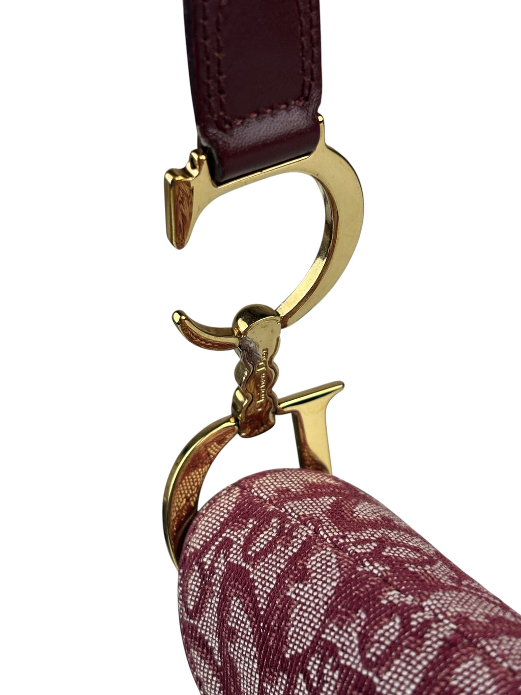 Christian Dior Burgundy Leather Oblique Saddle Handbag