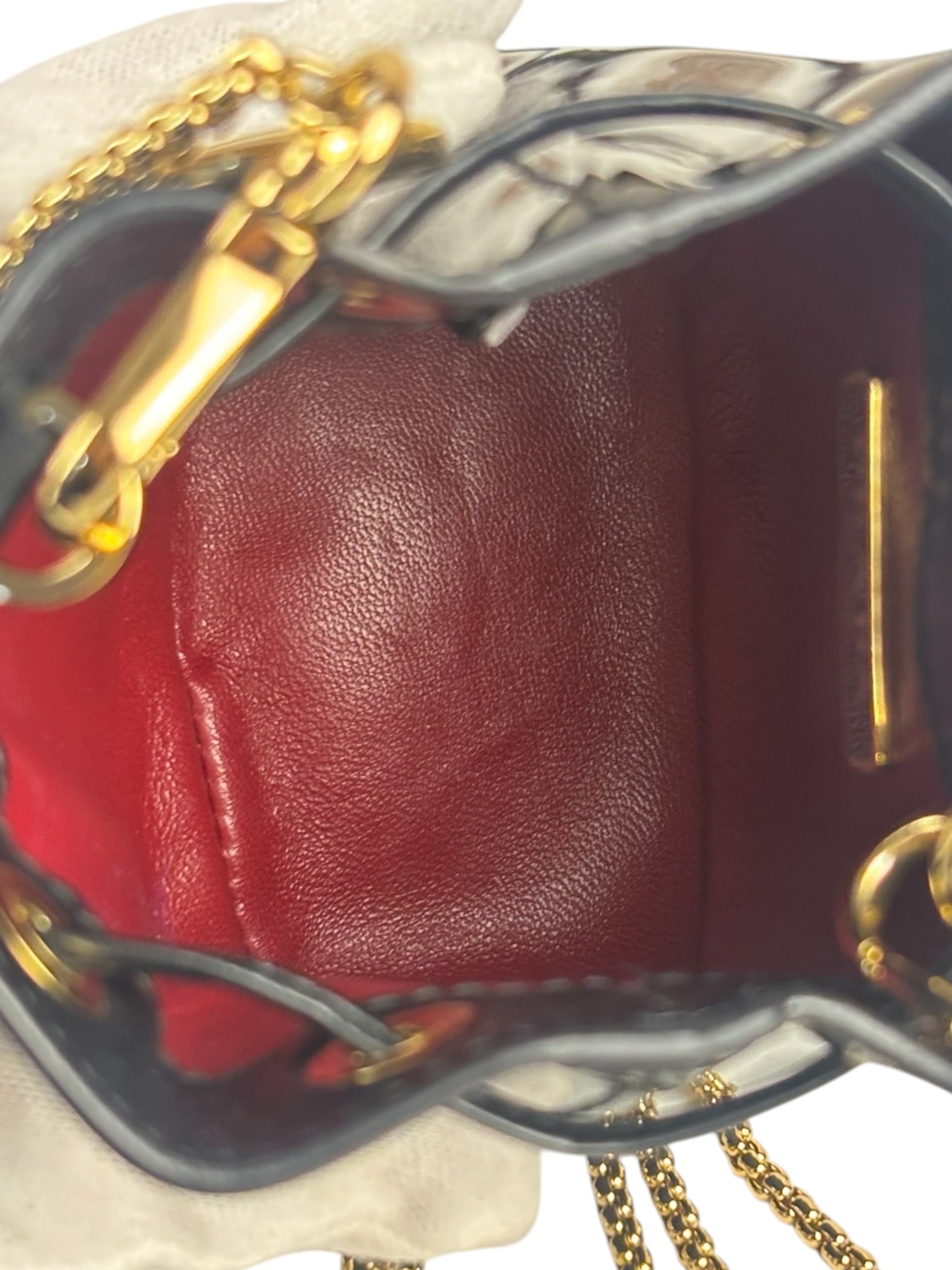 Prada Black Patent Leather Mini Chain Pouch