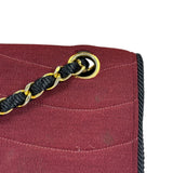Chanel Vintage Burgundy Cotton Pairs-Seoul Pagoda Flap Bag