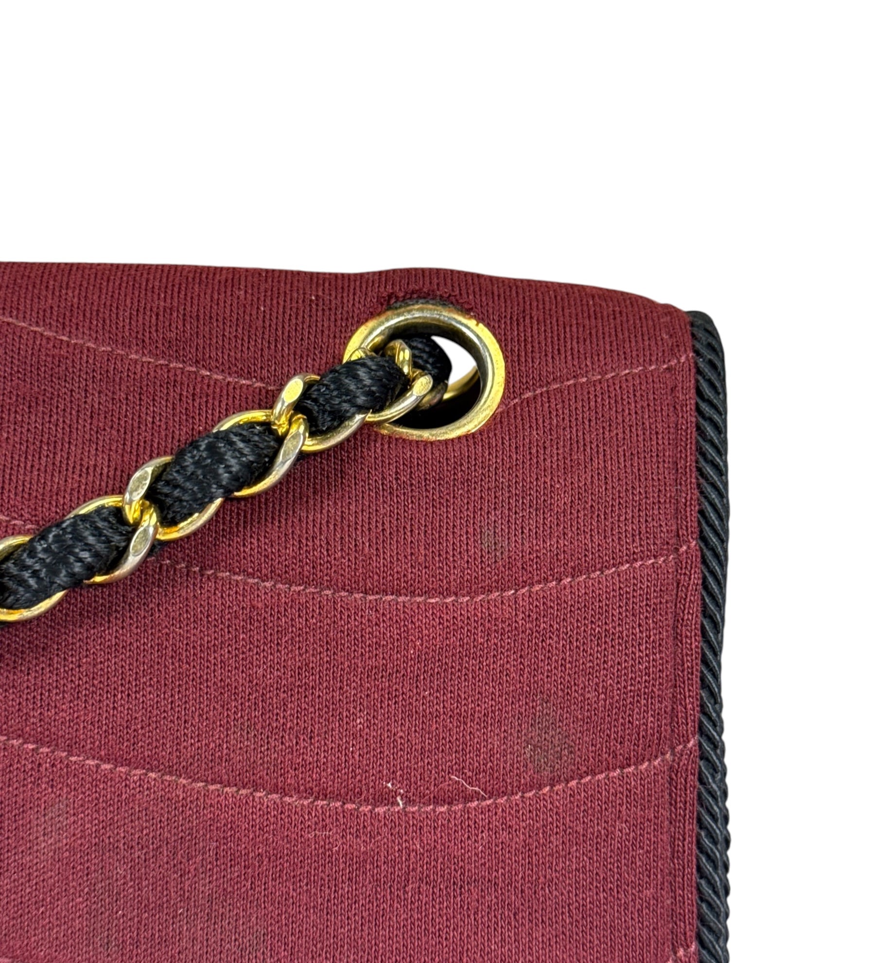 Chanel Vintage Burgundy Cotton Pairs-Seoul Pagoda Flap Bag