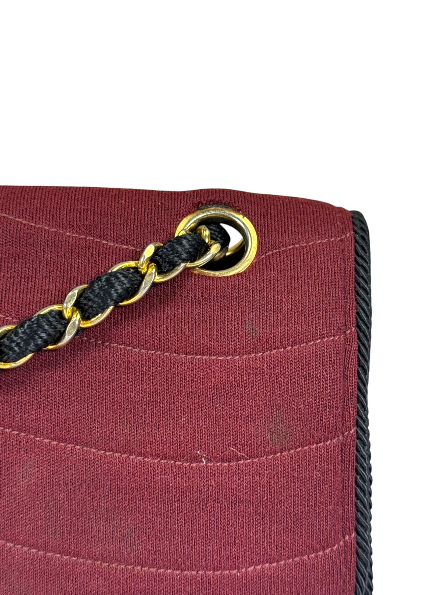 Chanel Vintage Burgundy Cotton Pairs-Seoul Pagoda Flap Bag