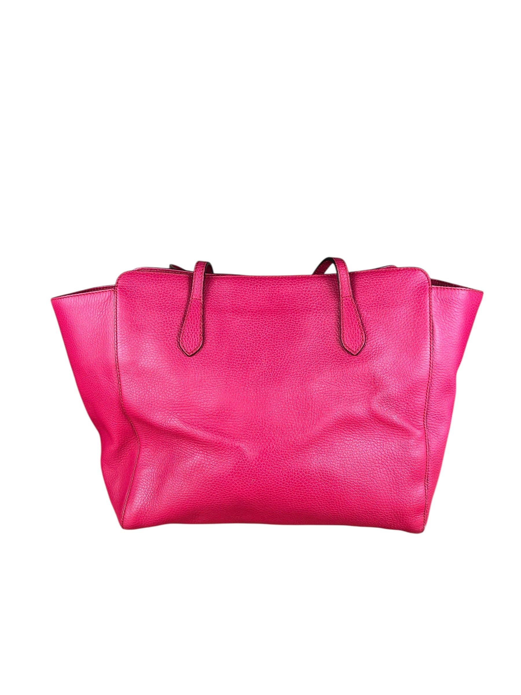 Gucci Hot Pink Pebbled Leather Swing Tote