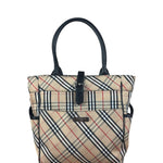 Burberry Vintage Blue Label Nova Check Multi-Pocket Nylon Tote Bag