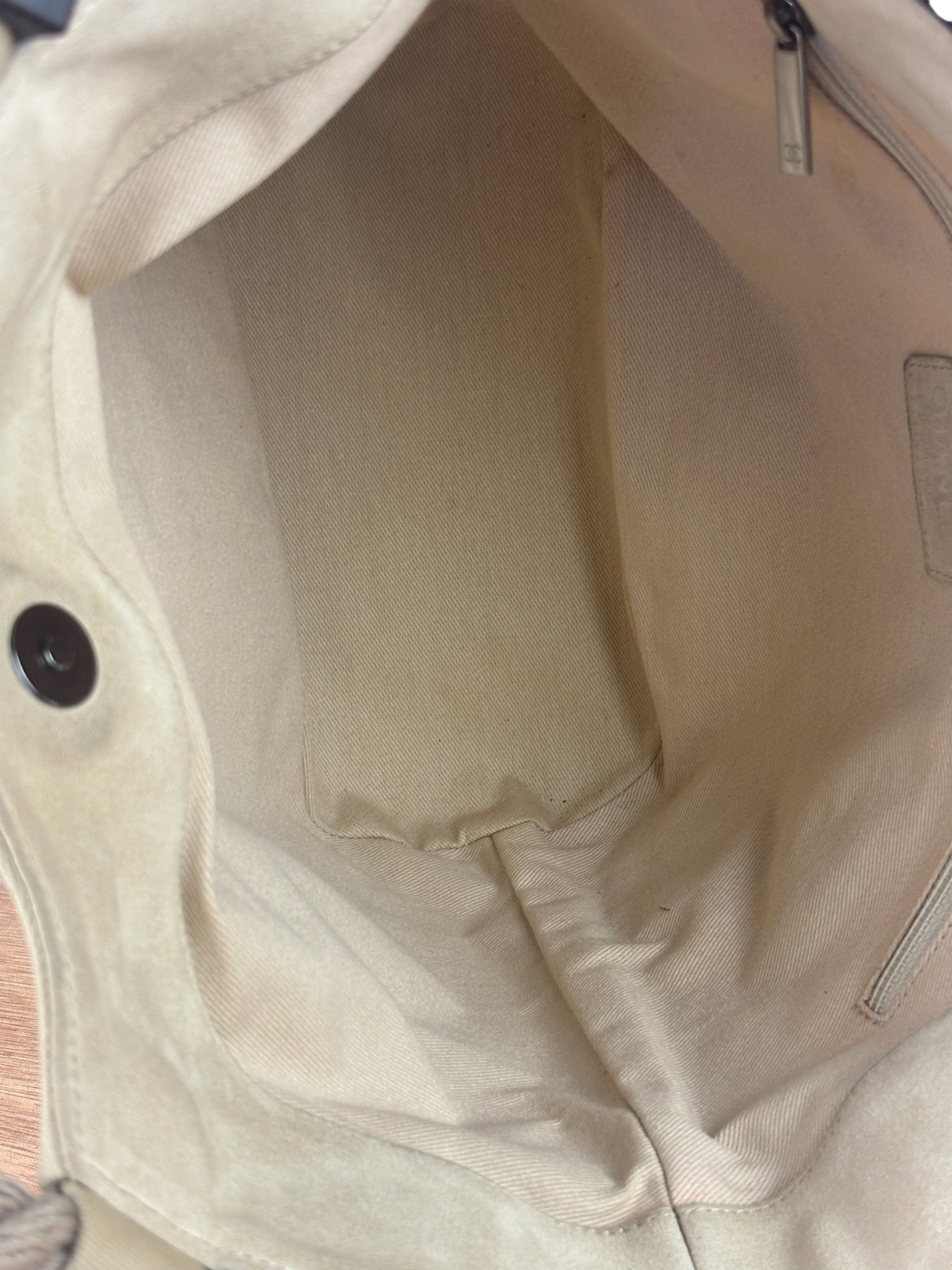 Chanel Vintage Beige Denim/Leather Trim Camellia Rope Tote