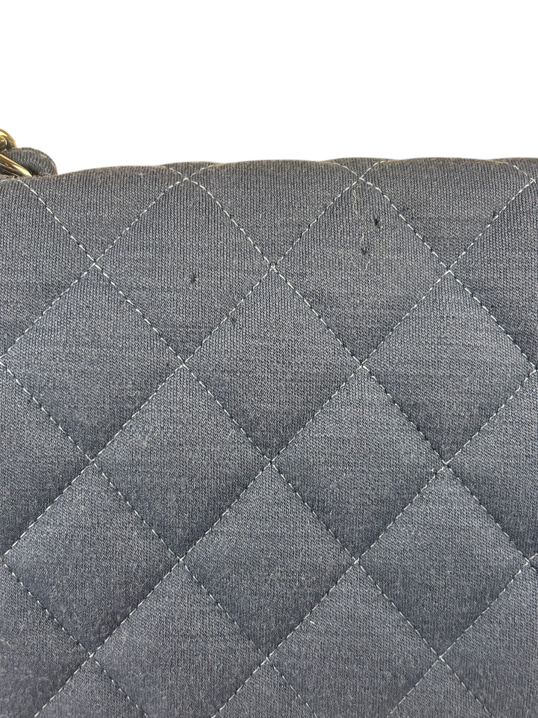 Chanel Blue Jersey Classic Flap Shoulder Bag 2009