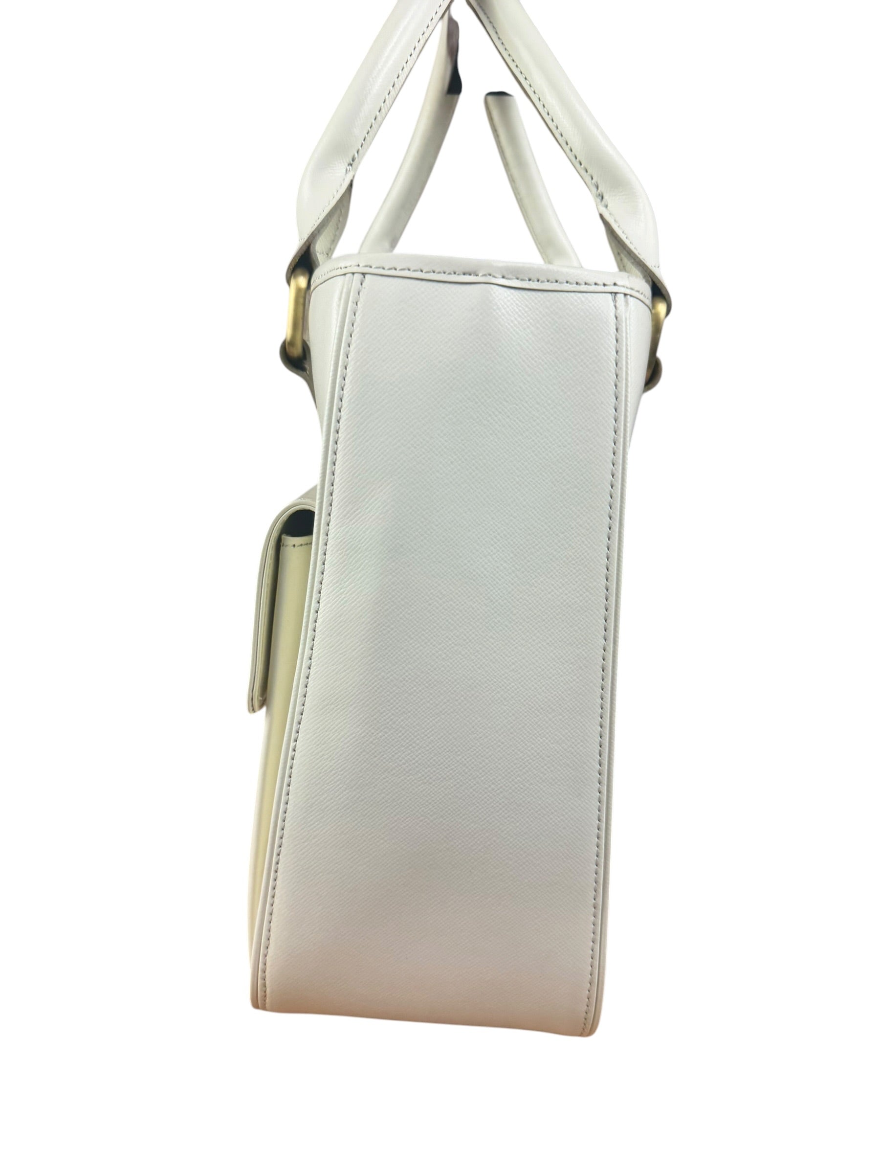 Burberry White Leather Multi-Pocket Handbag