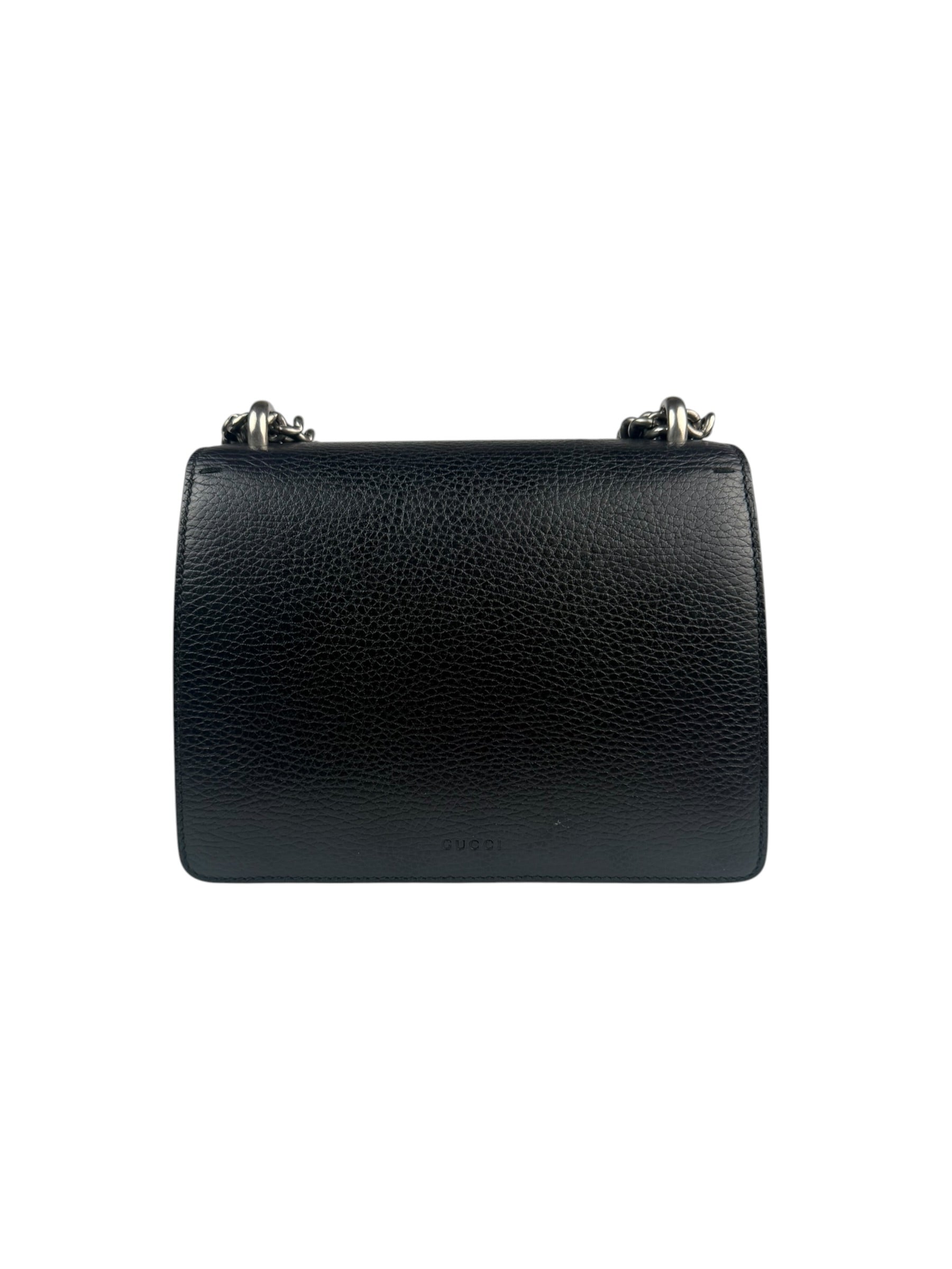 Gucci Black Pebbled Leather Dionysus Small Chain Shoulder Bag
