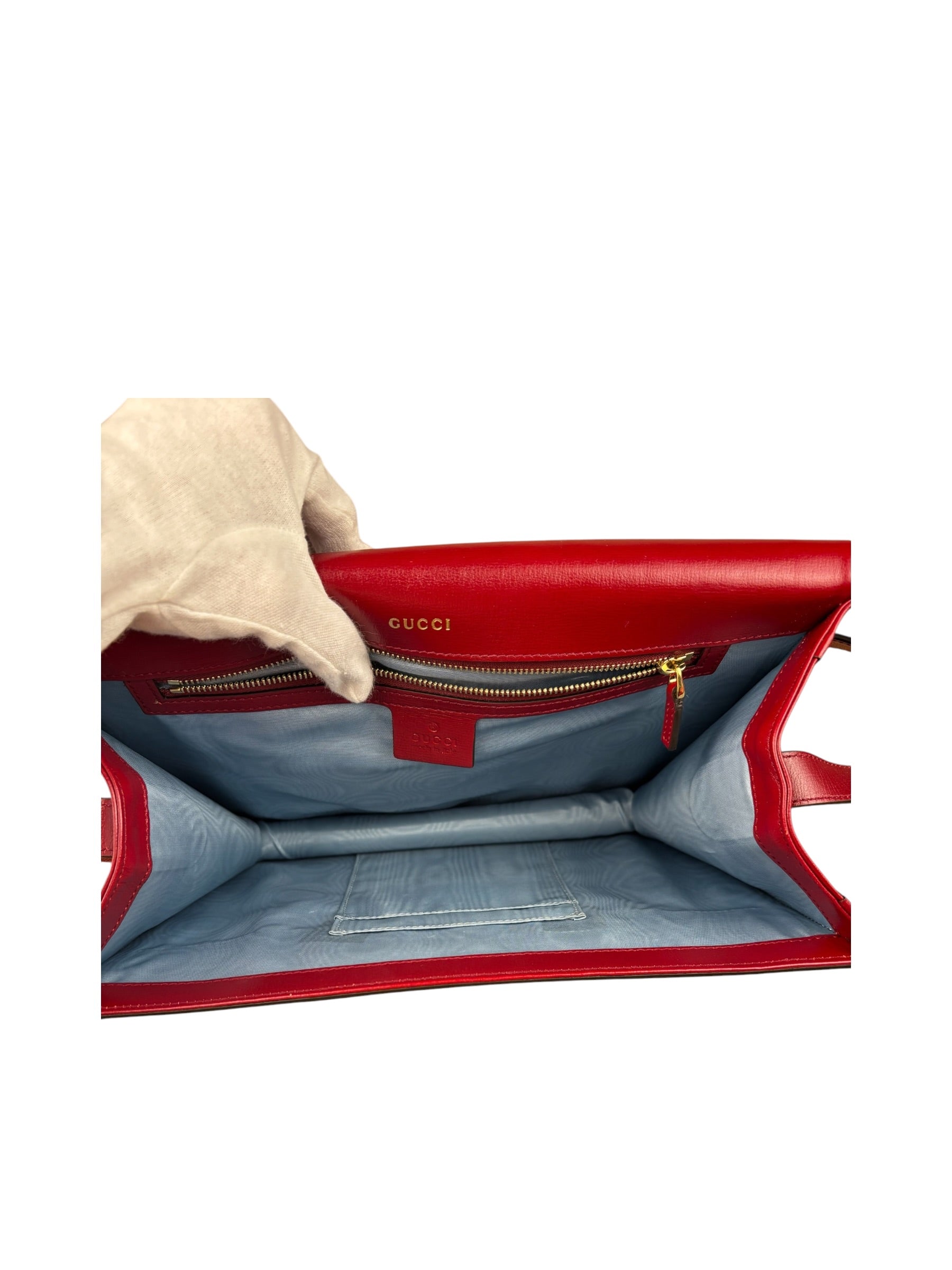 Gucci Red Leather GG Ring Shoulder Bag