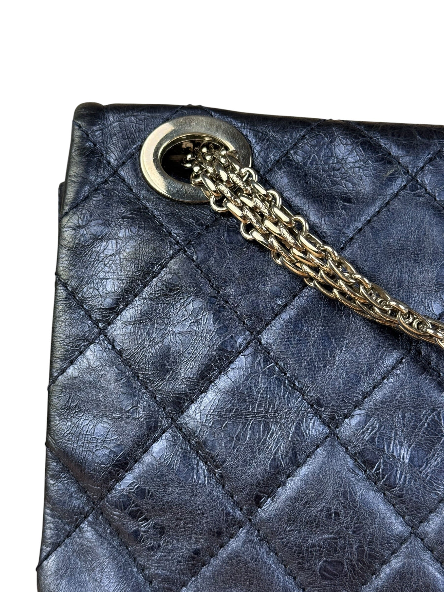 Chanel Blue Metallic Aged Quilted 2.55 Double Flap Bag 2008