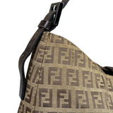 Fendi Brown Leather Trim Zucca Mamma Baguette