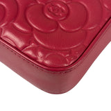 Chanel Pink Floral Embossed Leather Double Zip Chain Clutch Bag 2017