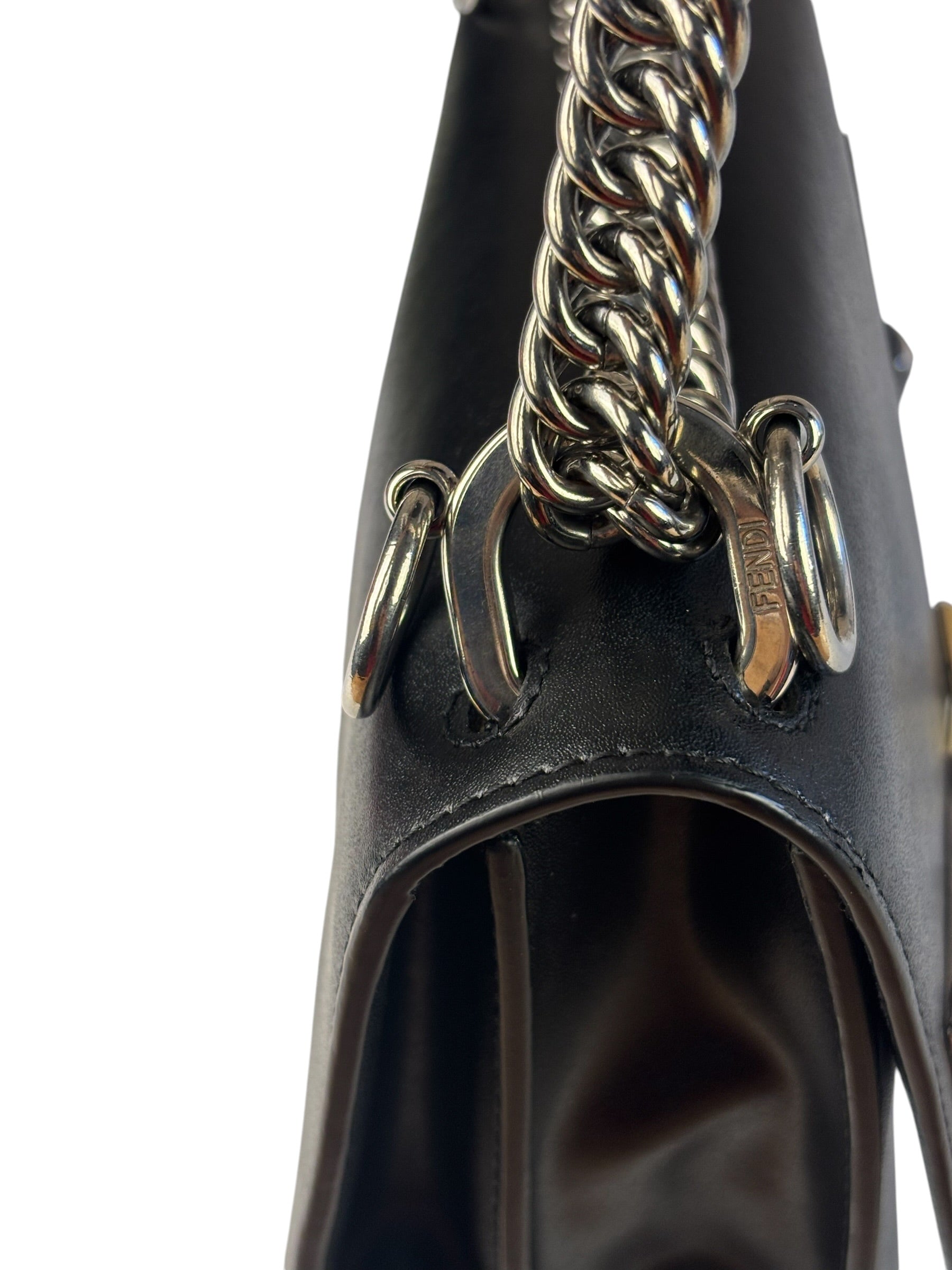 Fendi Black Leather Kan I Monster Eyes Shoulder Bag