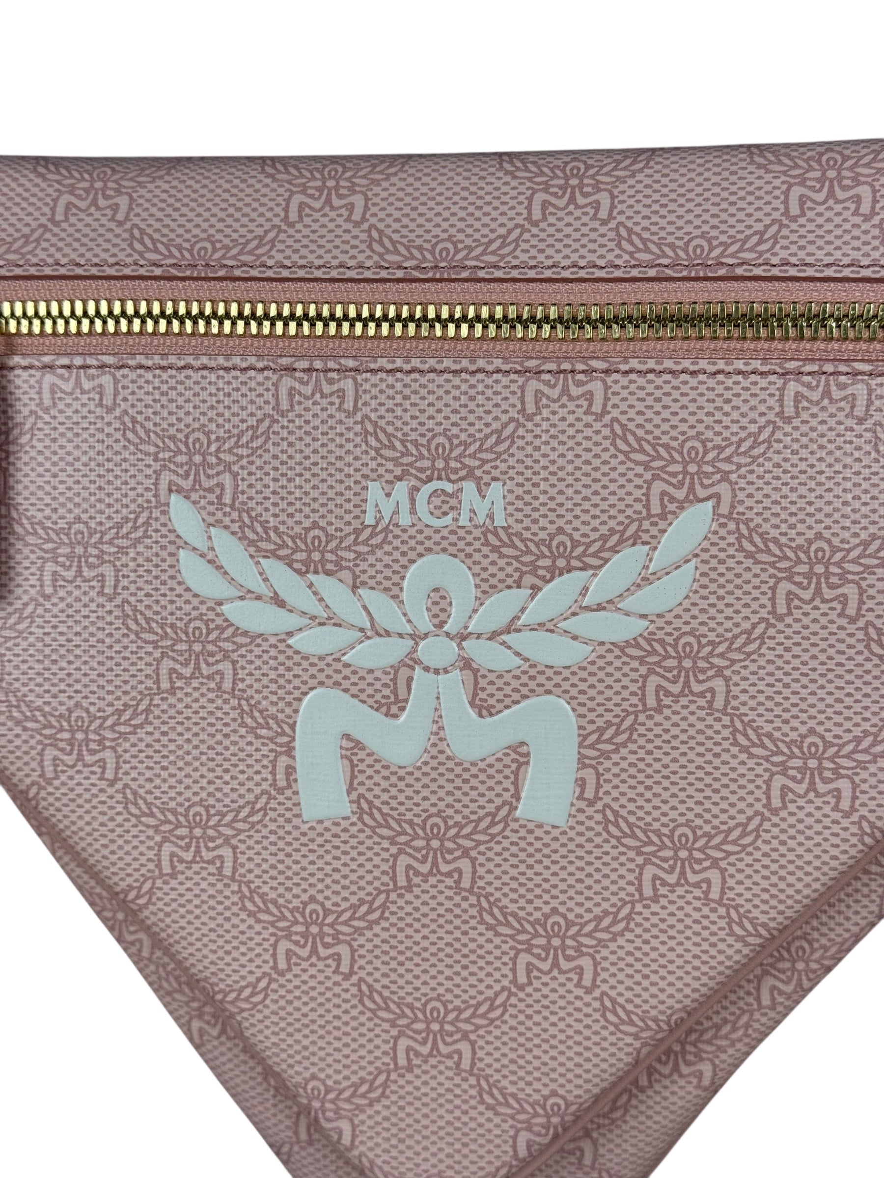 MCM Pink Triangle Logo Fold-Over Shoulder Bag
