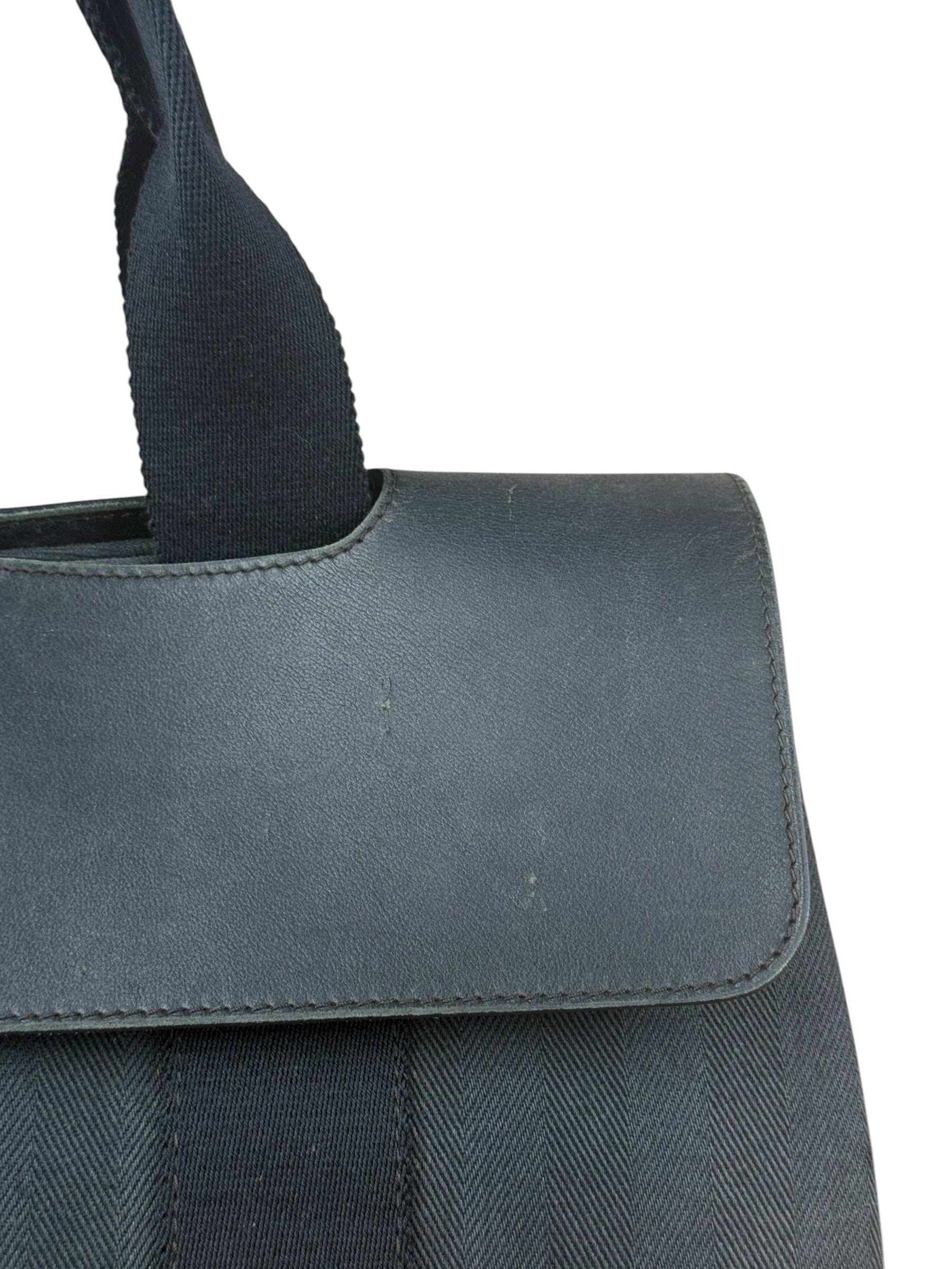 Hermes Black Canvas Leather Valparaiso Handbag