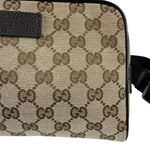Gucci Brown Leather Trim GG Canvas Belt Bag