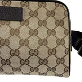 Gucci Brown Leather Trim GG Canvas Belt Bag