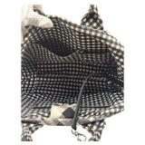 Chanel Bicolor Leather Trim Gingham Canvas Coco Mark Handbag 2010