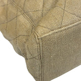 Chanel Vintage Beige Quilted Denim  Tortoise Tote 1996