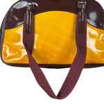 Prada Vintage Yellow/Burgundy Patent Leather Bowler Shoulder Bag