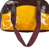Prada Vintage Yellow/Burgundy Patent Leather Bowler Shoulder Bag