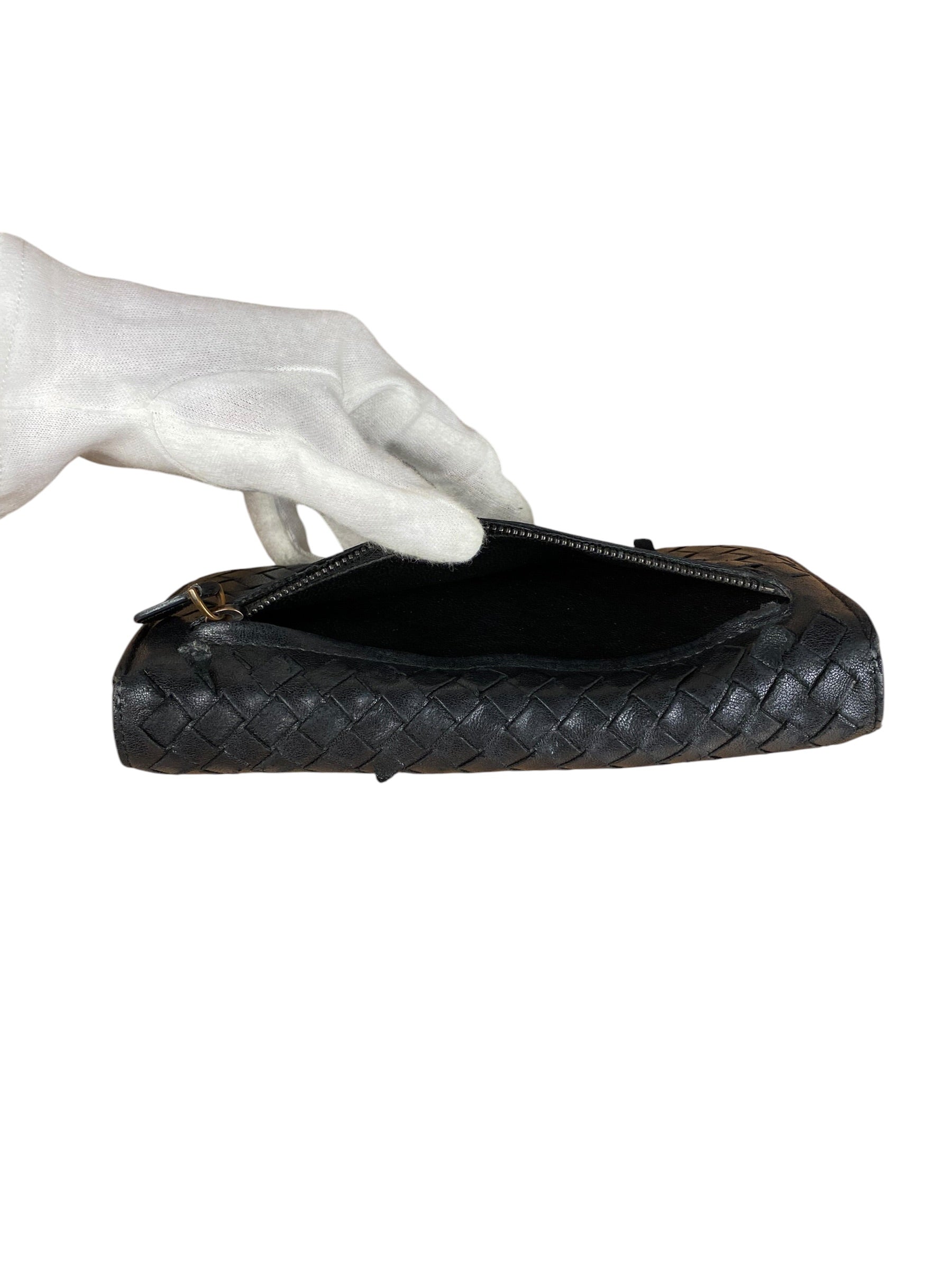 Bottega Veneta Woven Long Wallet Black