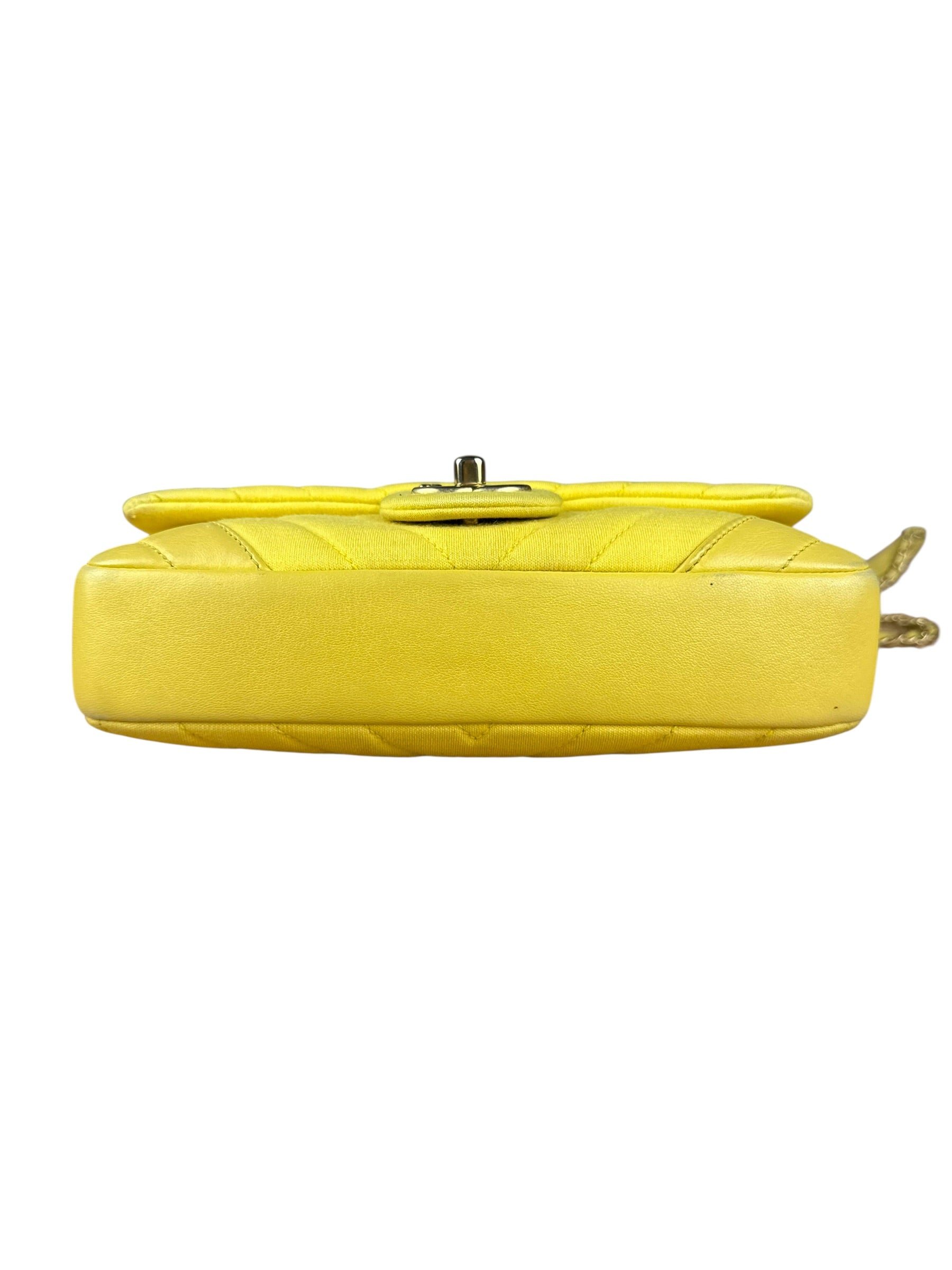 Chanel Yellow Chevron Flap Chain Shoulder Bag 2015