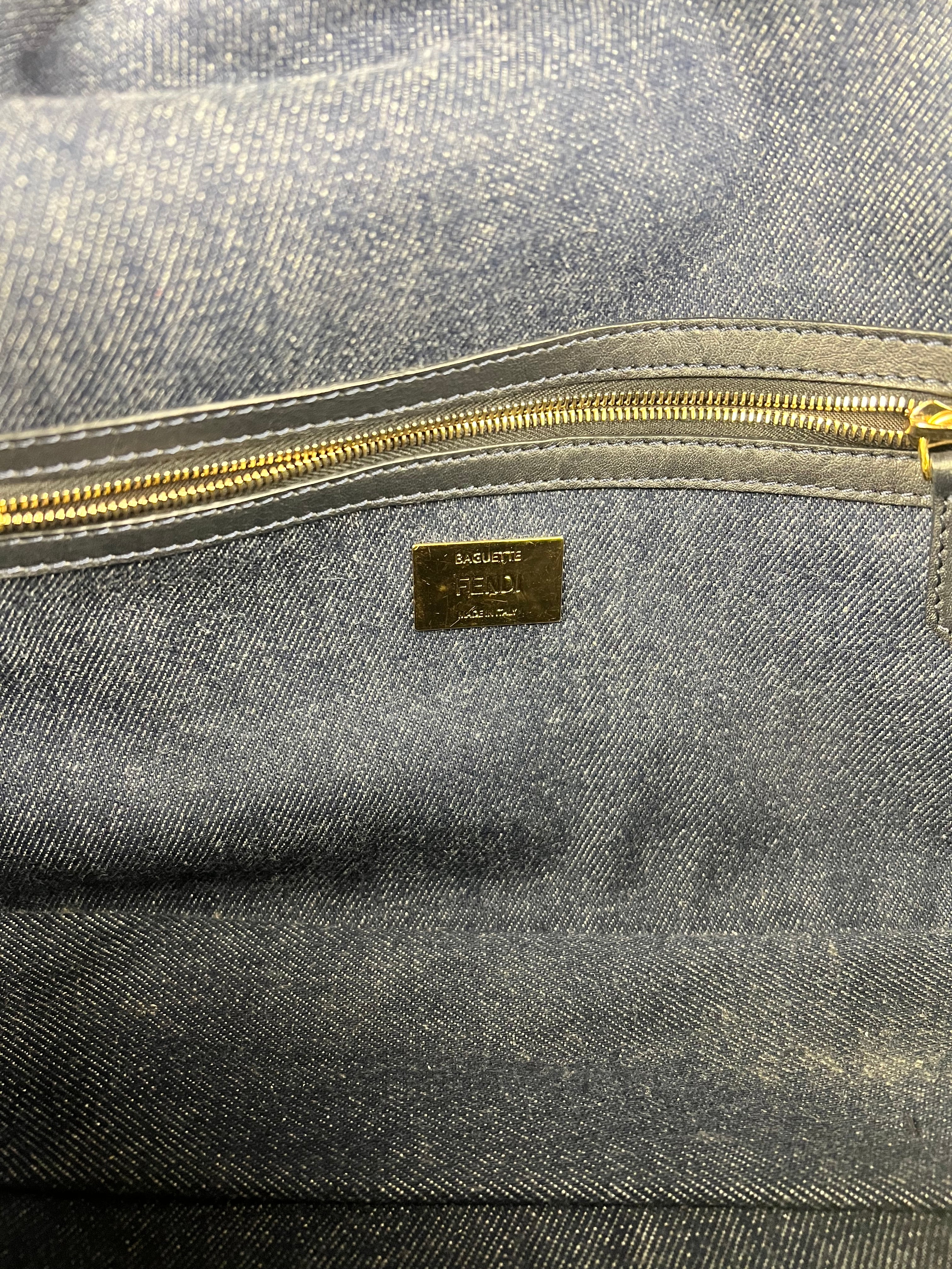 Fendi Denim Baguette NM 2Way Handbag