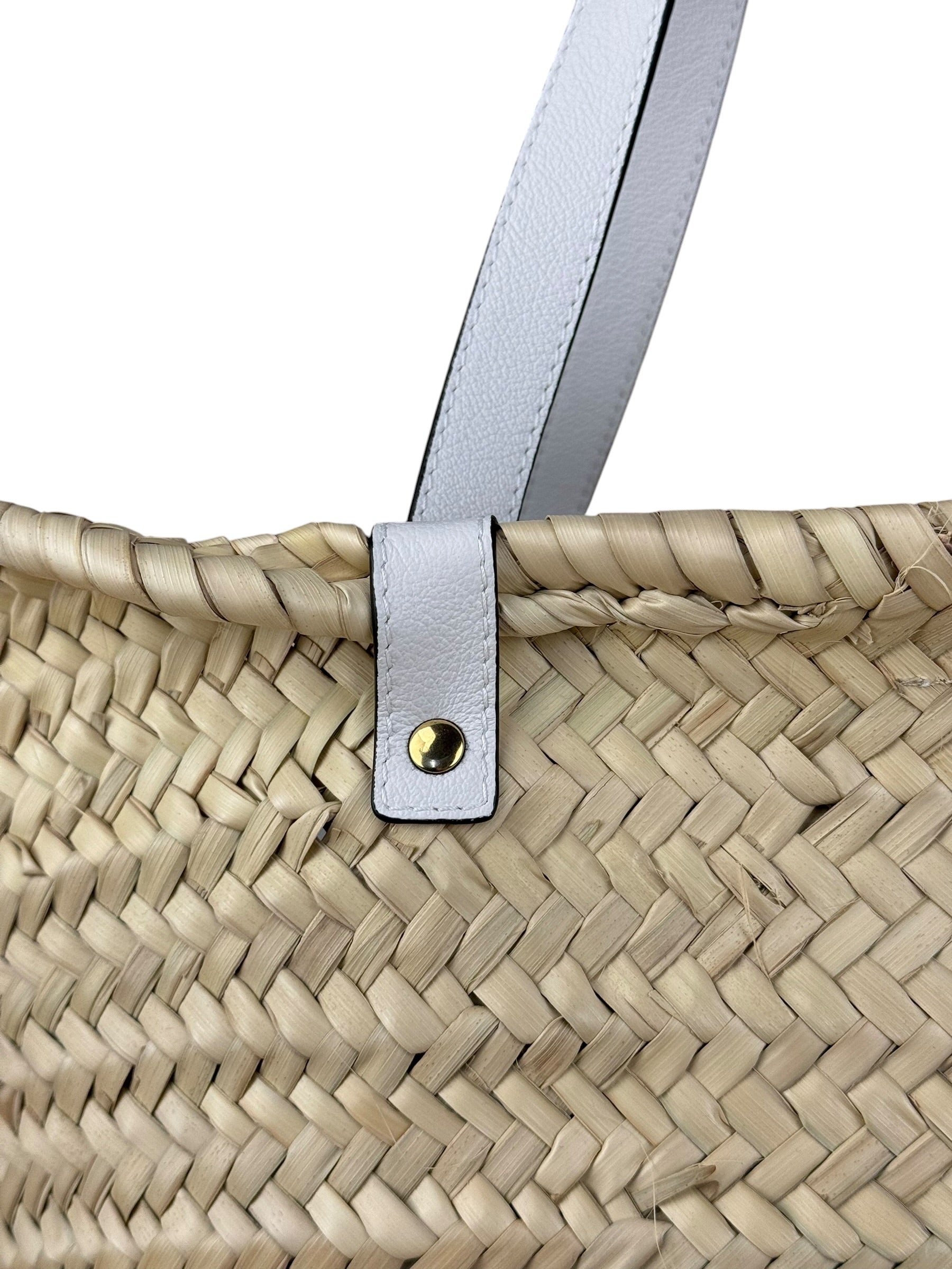Versace Wicker Woven White Medusa Top Handle Tote