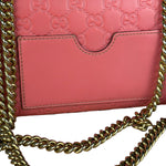 Gucci GG Pink Embossed Leather Small Padlock Chain Bag
