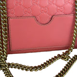 Gucci GG Pink Embossed Leather Small Padlock Chain Bag