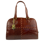 Yves Saint Laurent Vintage Croc-Embossed Leather Handbag