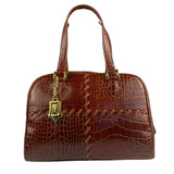 Yves Saint Laurent Vintage Croc-Embossed Leather Handbag