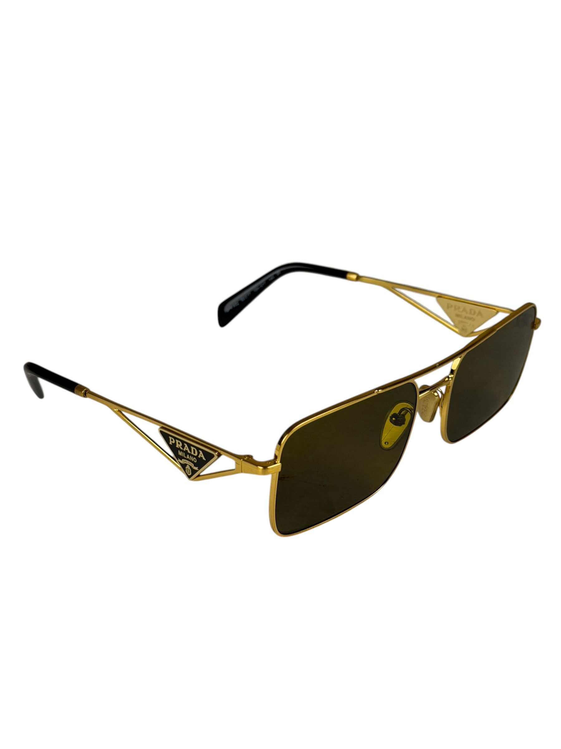 Prada Black/Gold PR A52S Rectangular Sunglasses