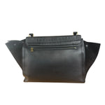 Celine Black Croc- Embossed Leather Trapeze Handbag