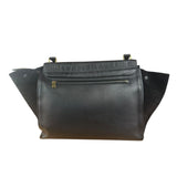 Celine Black Croc- Embossed Leather Trapeze Handbag
