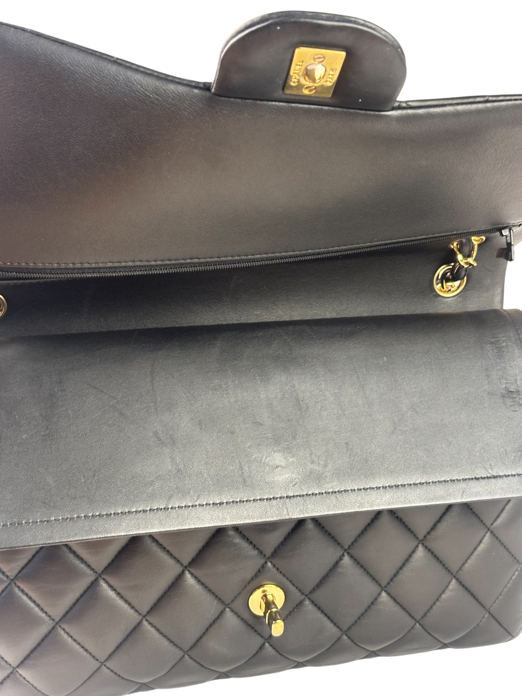 Chanel Black Lambskin Double Flap Bag 2017