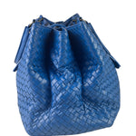 Bottega Venete Blue Lambskin Intrecciato Roma Tote