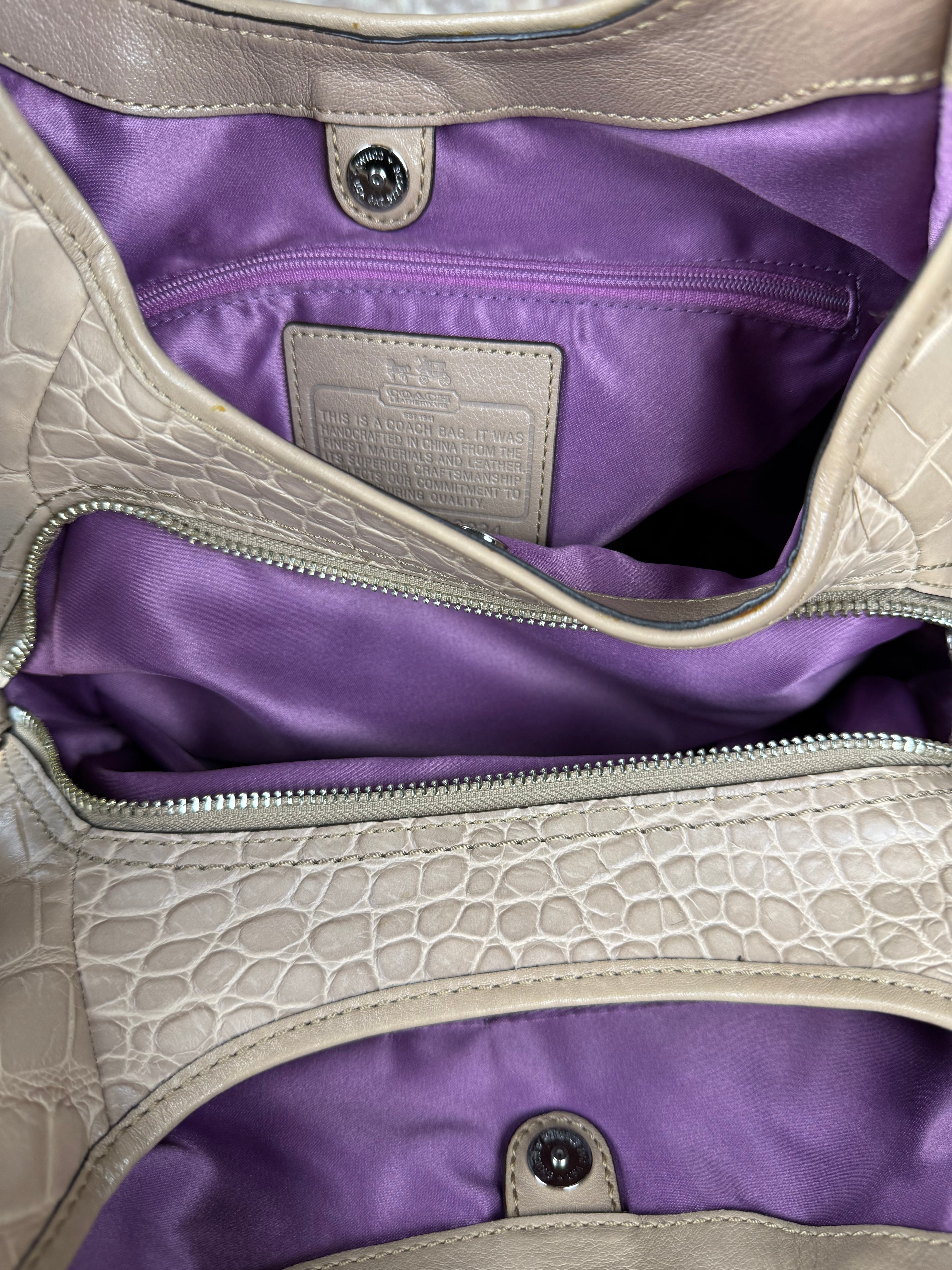 Coach Beige Maggie Croc Handbag