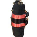 Gucci GG Black/Pink Canvas Horsebit Chain Shoulder Bag
