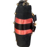 Gucci GG Black/Pink Canvas Horsebit Chain Shoulder Bag