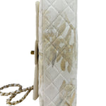 Chanel White Denim/Leather Trim Greek Collection Flower Double Flap Bag 2018
