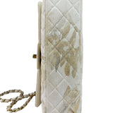 Chanel White Denim/Leather Trim Greek Collection Flower Double Flap Bag 2018