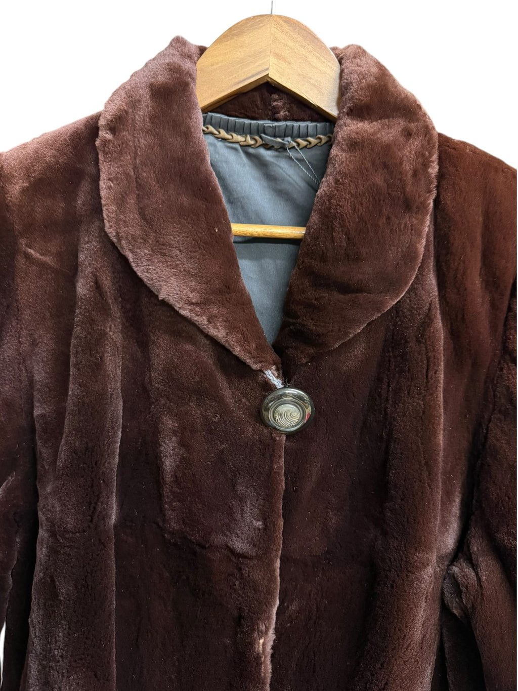 Vintage Saga Brown Ranched Mink Fur Long Coat