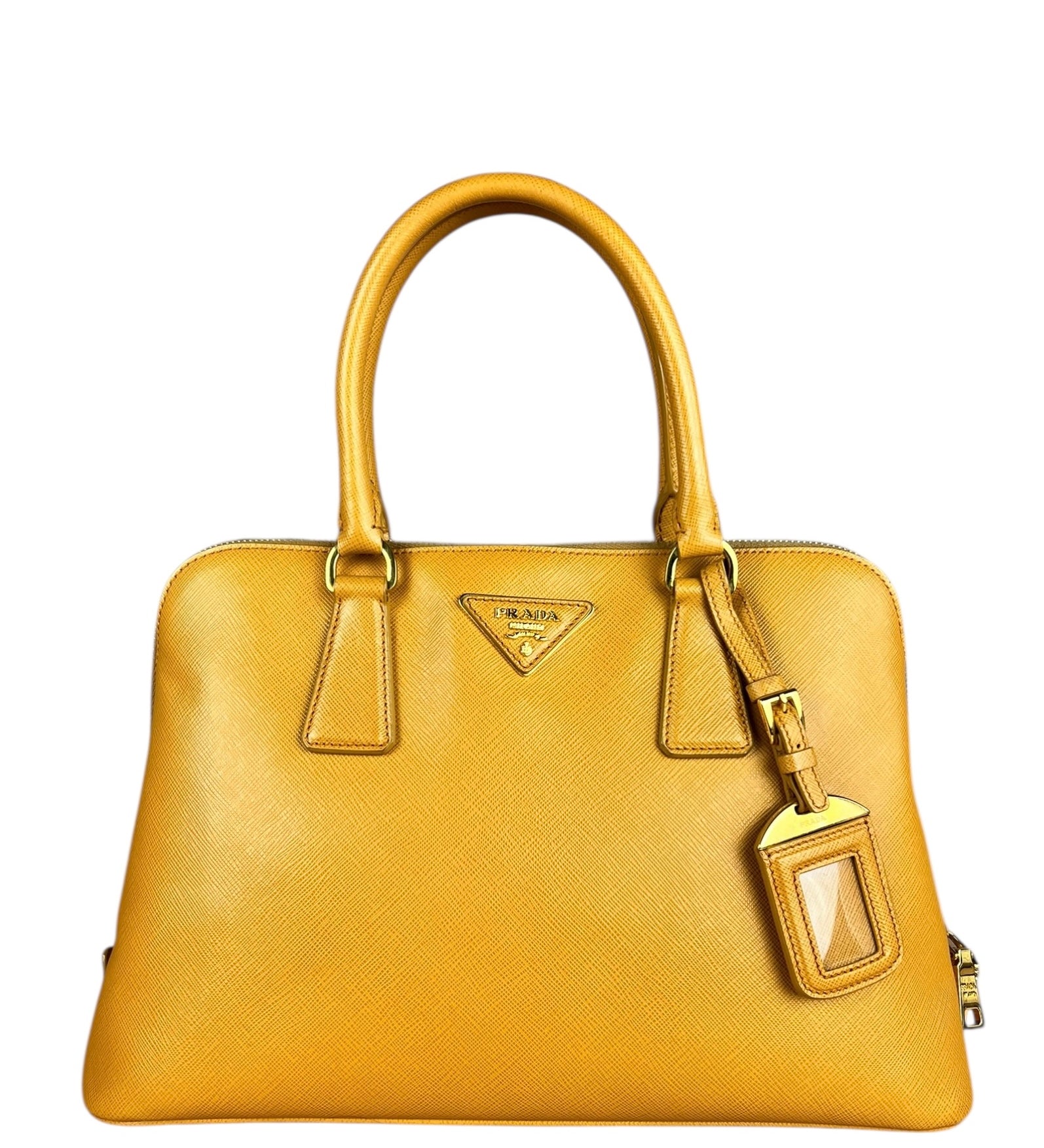Prada Saffiano Promenade Handbag Mustard